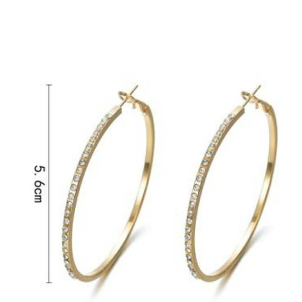 I'll Try & Restock Silver Tone Rhinestone-encrusted Hoop Earrings - Picture 7 of 11